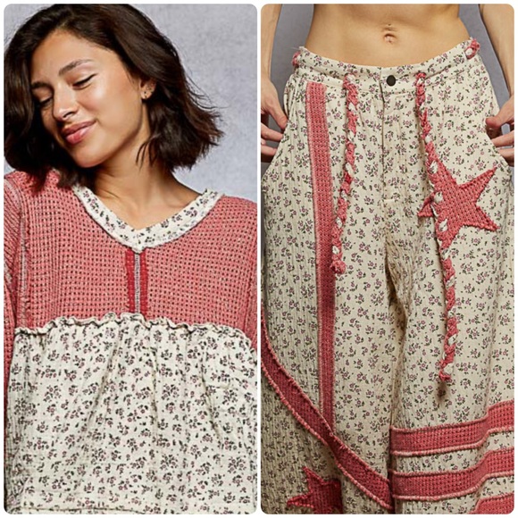 Final Sale! 13 💕 POL Floral  Patchwork Top - Picture 5 of 7